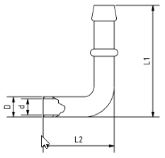 Slangestuss 90° pressunion 12 mm.
