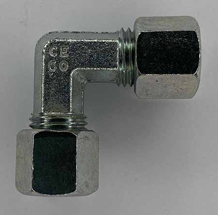 90 graders bend (L-stykke) med pressunioner i 8 mm.